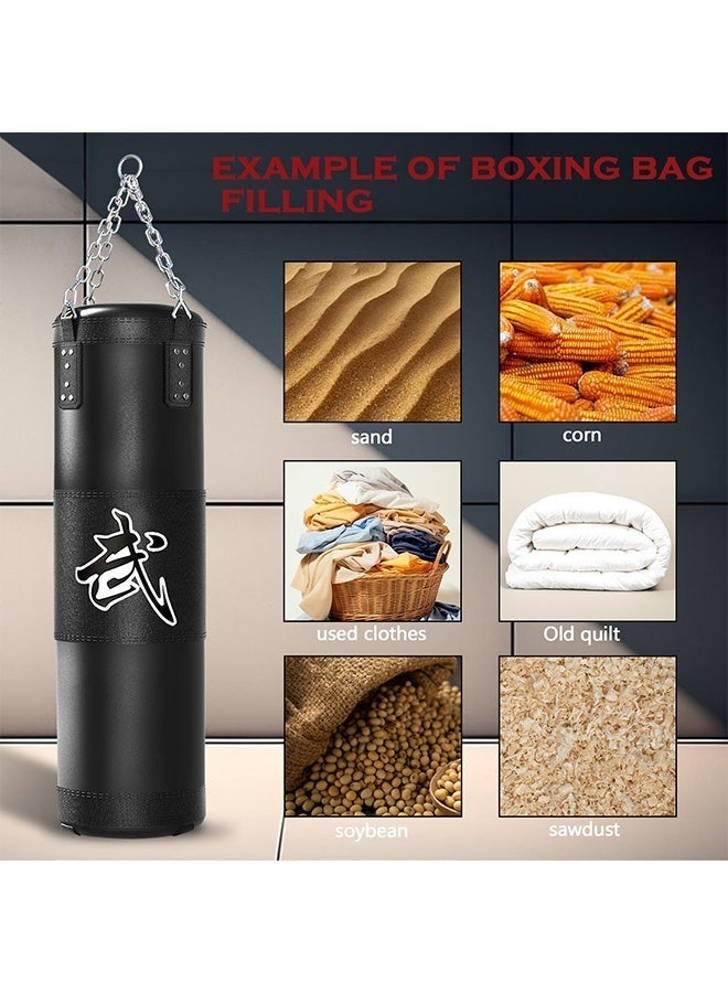 Arabest Punching Bag for Adults, 4ft Heavy Boxing Bag Set with 12oz Boxing Gloves, MMA Karate Kickboxing Boxing Home Gym Martial Art - Unfilled（Black） - Image 5